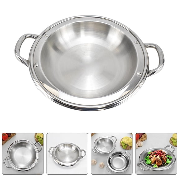 TABLZONE Stainless Steel Paella Pan with Double Handles, Fast Heating, Even Heat Distribution, Kitchen Cookware