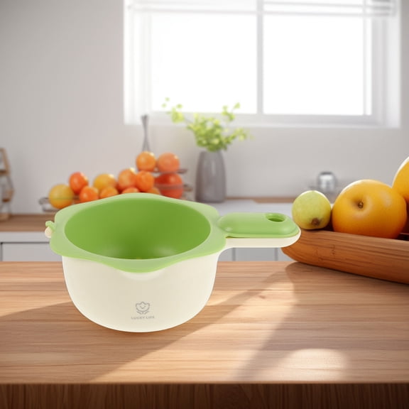 TABLZONE Green Dual-Layer Kitchen Sink Strainer Basket with Flower Handle Design for Fruit Washing and Efficient Draining