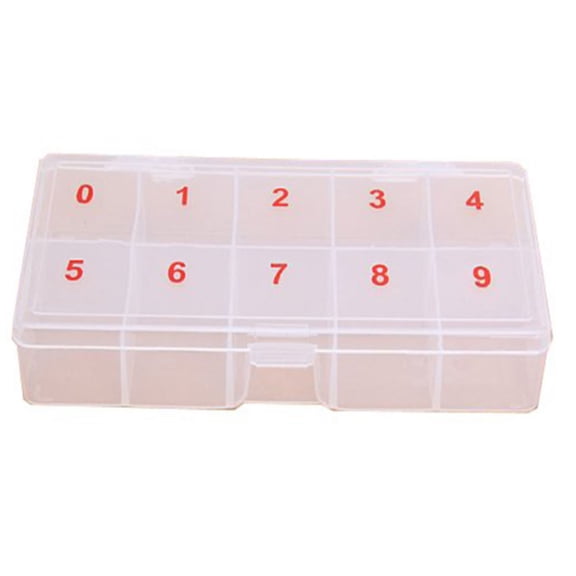TABLZONE Nail Tip Box 10 Cell Clear Storage Case with Portable Design for Easy Organization