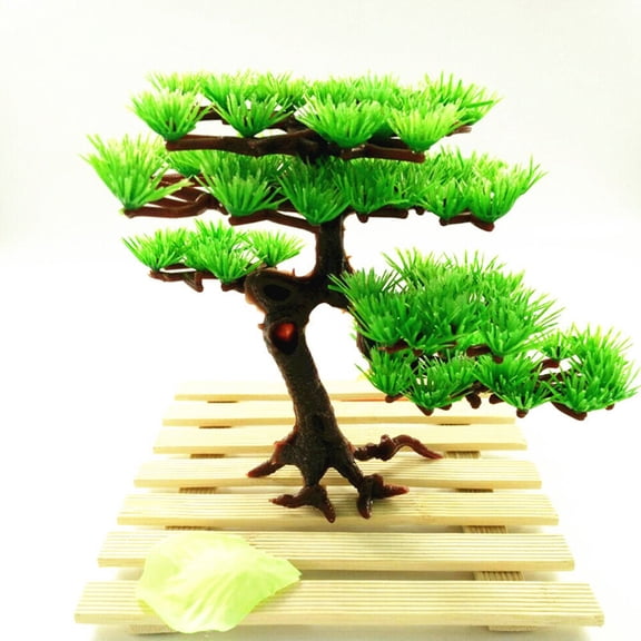 TABLZONE Natural Look Artificial Pine Tree Aquarium Plant for Fresh and Saltwater Tanks