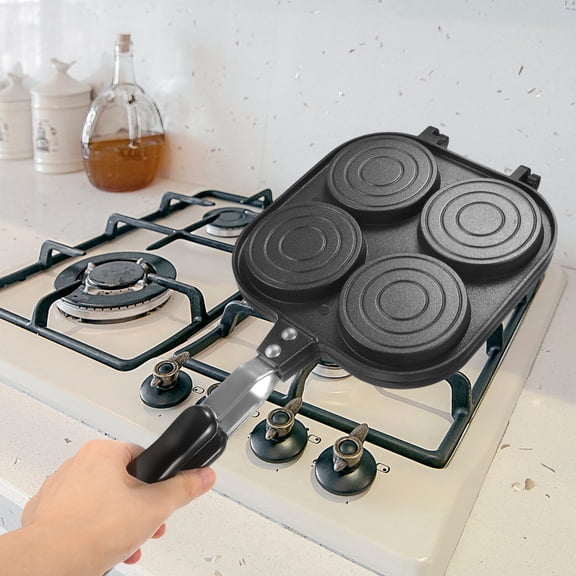 TABLZONE Aluminum Non-Stick Four-Hole Breakfast Pan, Cooking Tool for Home Kitchen Use