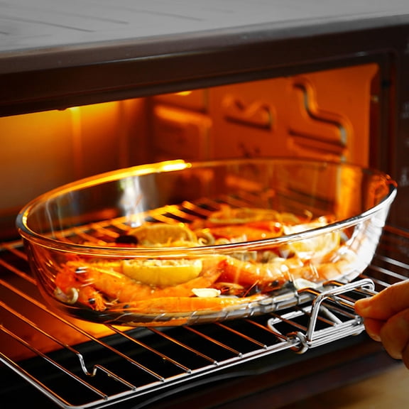 TABLZONE Oval Glass Baking Dish White Tempered Glass One-Piece Molding for Kitchen 1Pc