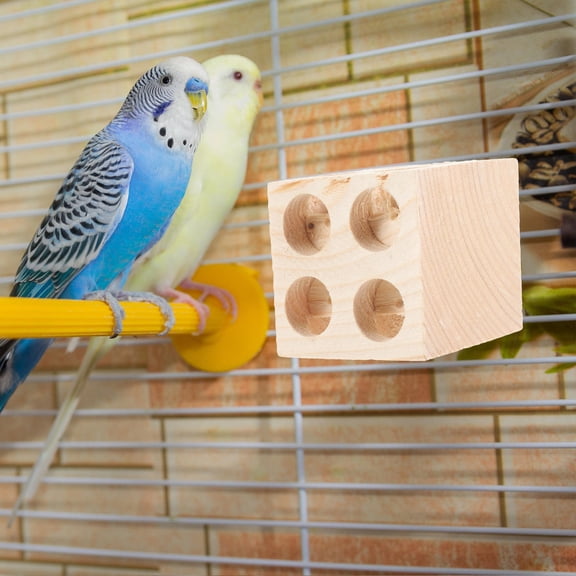 TABLZONE Parrot Block Chewing Toy Wooden Cube Beige 1Pack
