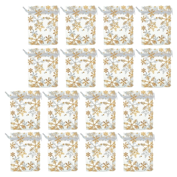 TABLZONE White Xmas Organza Bags Jewelry Packing with Design 100Pcs
