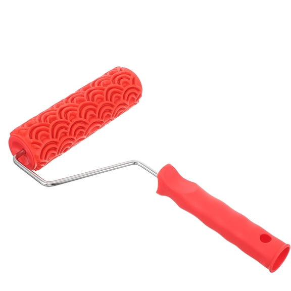 TABLZONE Red Embossing Texture Paint Roller for Wall Decoration with Comfortable Handle