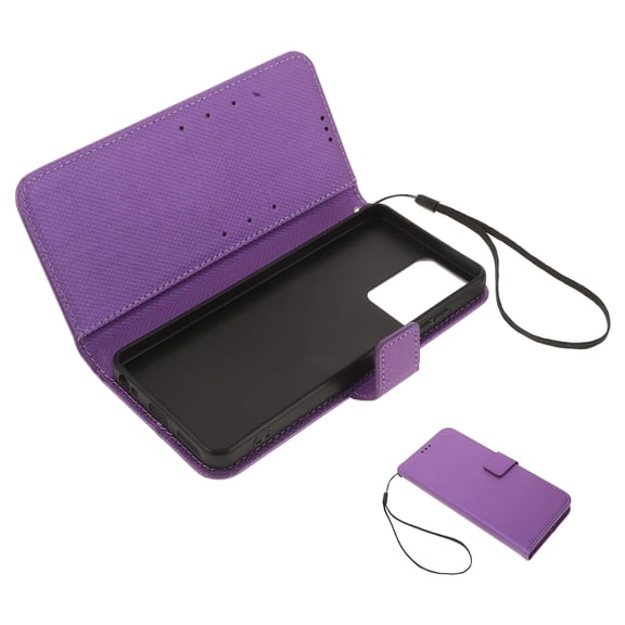 TABLZONE Shockproof PU Wallet Phone Case with Kickstand and Card Holder for Smartphones Violet