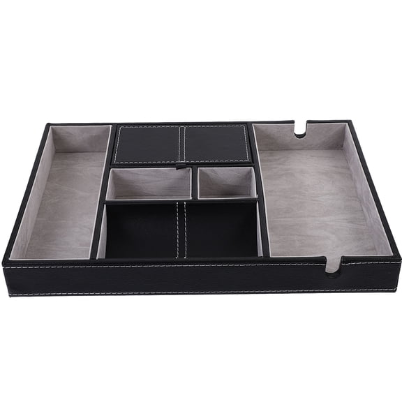 TABLZONE Black Phone Storage Organizer with 5 Compartments for Home and Office Use