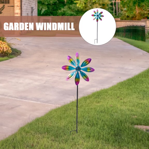 TABLZONE Multi-Color Iron Garden Windmill for Yard and Garden Outdoor Adornment