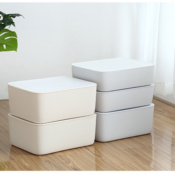 TABLZONE Plastic Storage Box with Divider Stackable Container for Underwear Socks and Bras White