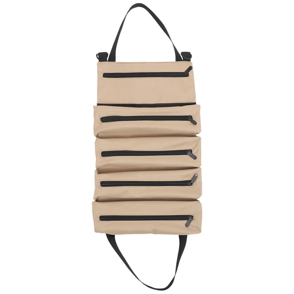 TABLZONE Khaki Canvas Tool Roll Bag Portable Organizer for Car Repair and Maintenance