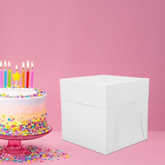 TABLZONE Portable White Paper Cake Box for Cake Display and Safe Transportation