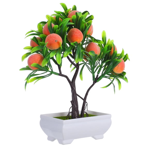 TABLZONE Artificial Potted Peach Tree Bonsai Plant Multi-Color Realistic Home Decor Indoor Outdoor Decoration