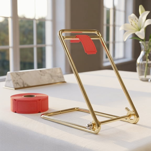 TABLZONE Golden Stainless Steel Raffle Ticket Dispenser with Stable Stand, Easy for Tabletop and Event Use