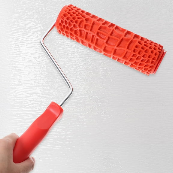 TABLZONE Red Drywall Texture Roller with Rubber Grip and ABS Handle for Wall Painting and Decoration