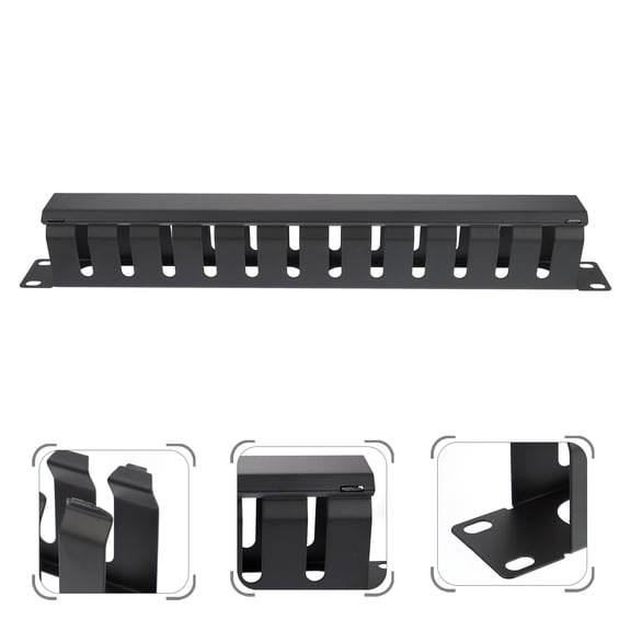 TABLZONE Professional Black Metal Horizontal Cable Manager for Server Network Equipment