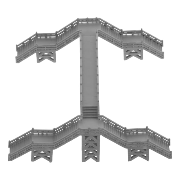 TABLZONE Grey Plastic Train Building Set Footbridge Accessory for Adults, Office Decor, 1 Piece Model Train Accessory