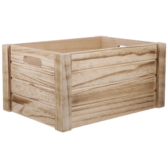 TABLZONE Small Rectangular Wooden Planter Box in Khaki - Wood Crate for Indoor Plant Decoration and Home Gardening