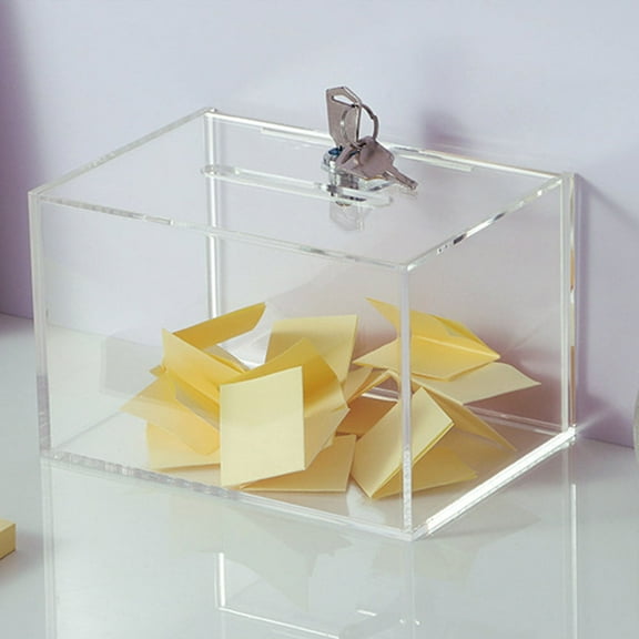 TABLZONE Acrylic Lockable Donation Box Clear Transparent Storage Container for Charity, Office, School, and Home Use