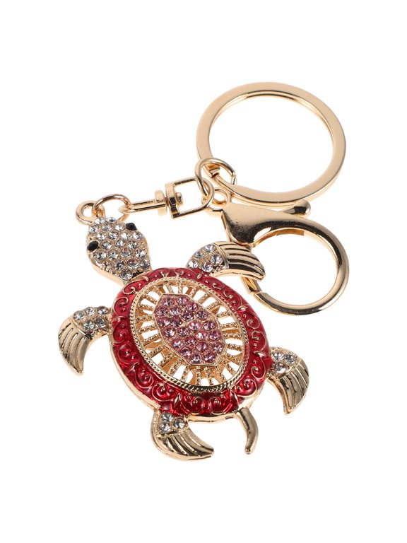 Red Rhinestone Turtle Keychain Alloy Cute Bag Charm for Backpack Decoration
