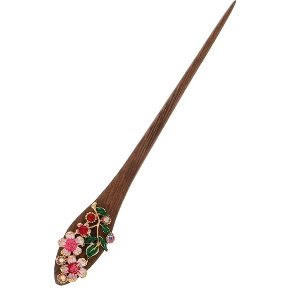 TABLZONE Vintage Hair Stick Red Wooden Hairpin with Refined Craft for Hair Decoration