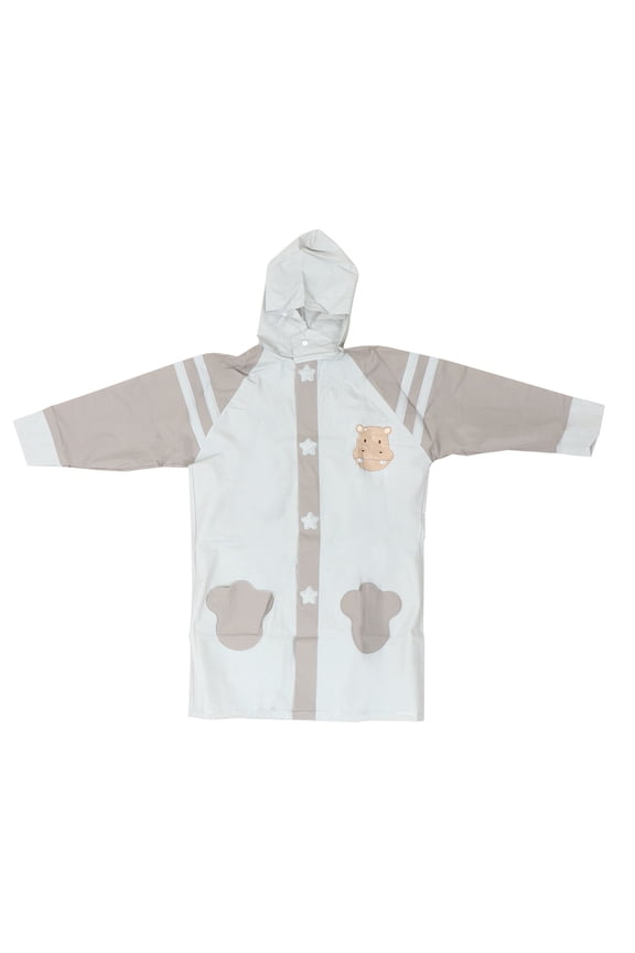 Grey Lightweight Raincoat with Brim and Backpack Position for Outdoor Students