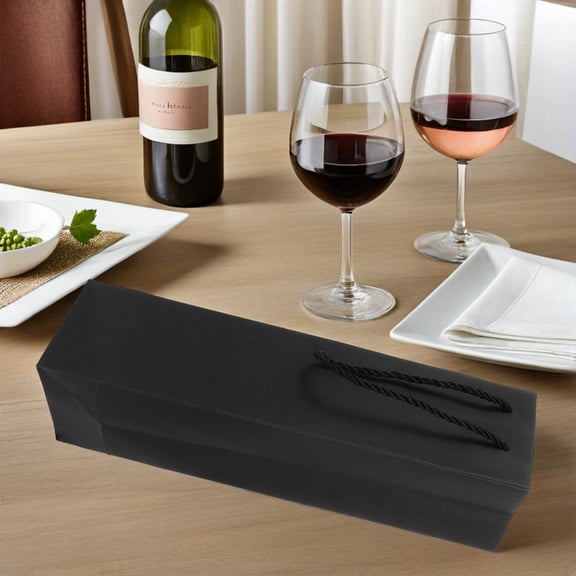 TABLZONE Christmas Theme Reusable Wine Carrier Pouch Black Elegant Kraft Design