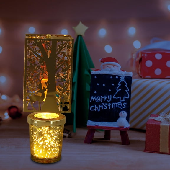 TABLZONE Revolving Tealight Holder Golden2 Metal For Christmas Decoration 1Pack