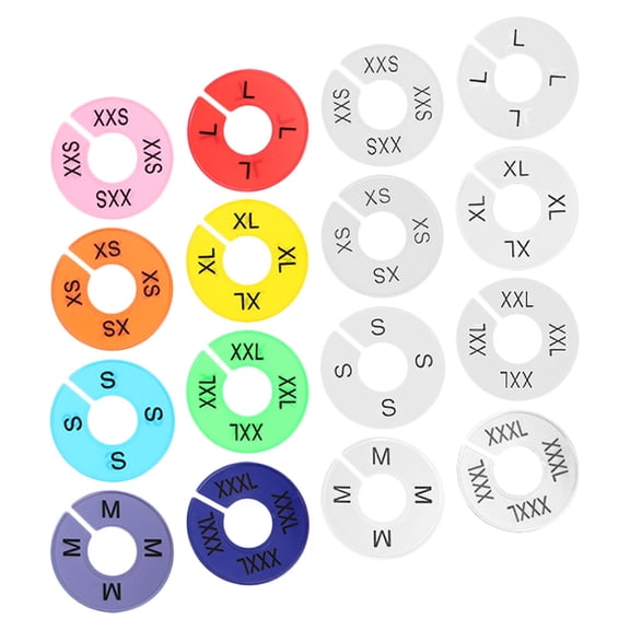 TABLZONE Round Plastic Hanger Size Markers in Assorted Colors for Clothing Racks, 2 Sets, and Easy to Use