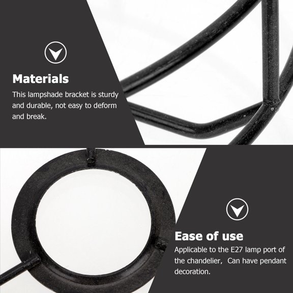 TABLZONE Black Round Metal Lampshade Bracket Frame for Lighting and Ceiling Lamp Support