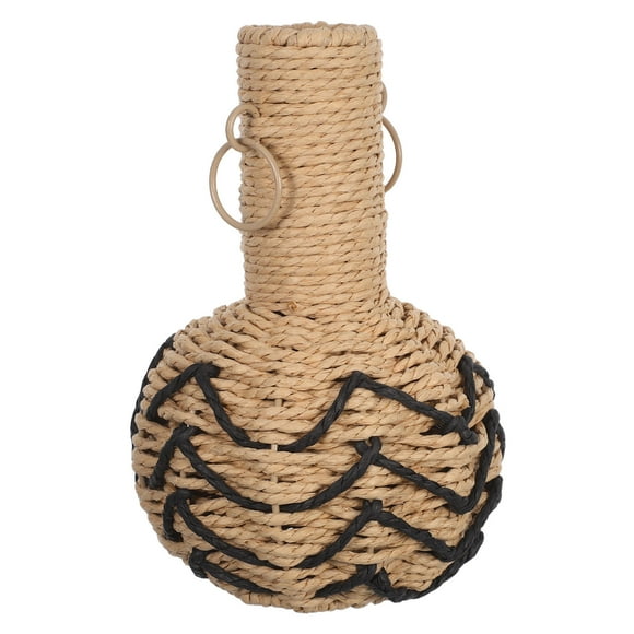 TABLZONE Farmhouse Floral Container Handwoven Vase Black Paper Rope 1Pcs for Table Decoration Hotel Lobby Homeowners