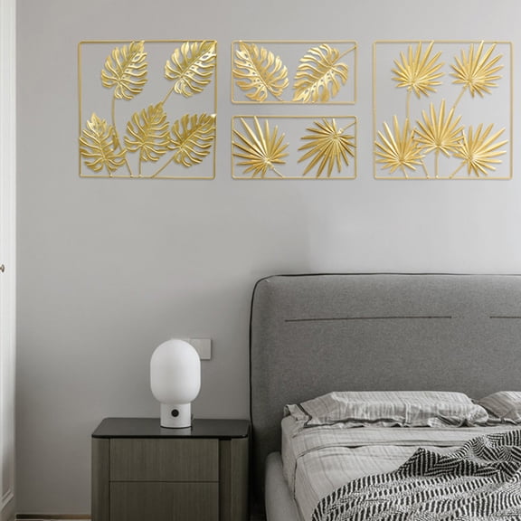 TABLZONE Rustic Golden Metal Palm Leaf Wall Decor with Detailed Vein Design