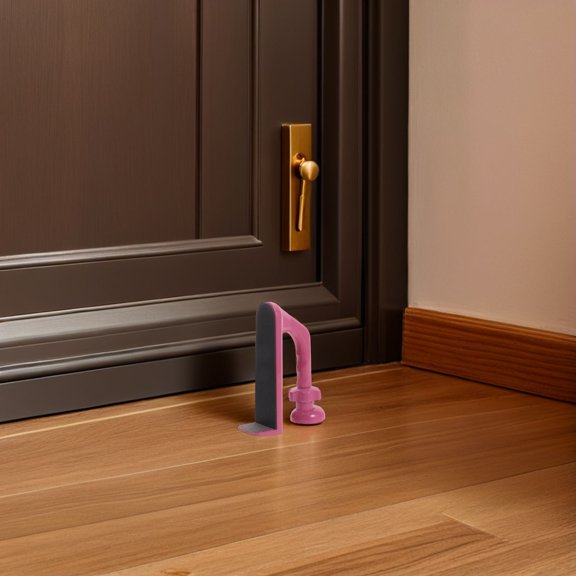 TABLZONE Security Door Stopper for Apartment and Hotel Use with Matte Pink Finish