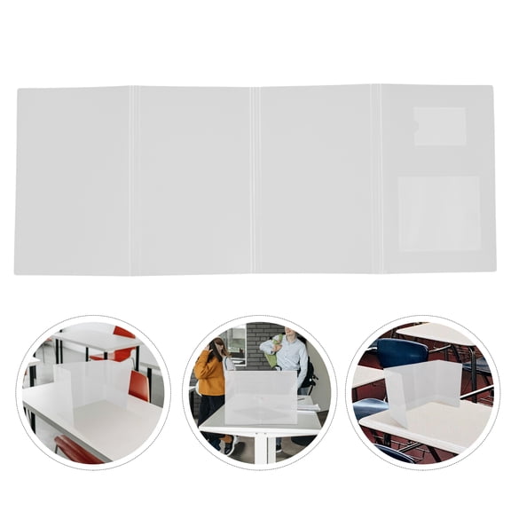 TABLZONE Self-Standing Sneeze Guard Panel Plastic Desk Divider Screen for Home Office Privacy and