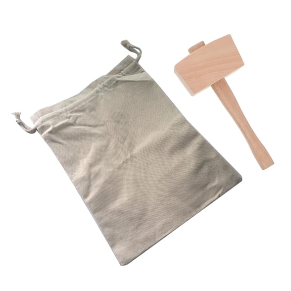 TABLZONE Reusable Canvas Ice Bag with Wooden Mallet - Perfect for Home Bar, Outdoor Use, and Chilling Cold Drinks