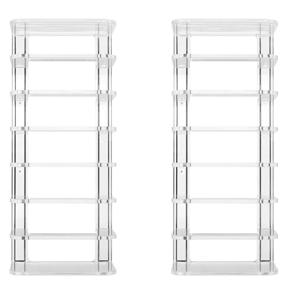 TABLZONE Set of 2 Acrylic Multi-Grid Cosmetic Display Stands for Organized and Stylish Makeup Storage Solution