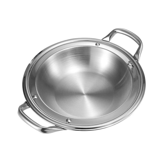 TABLZONE Stainless Steel Paella Pan with Double Handles Convenient Shallow Pot for Home Cooking