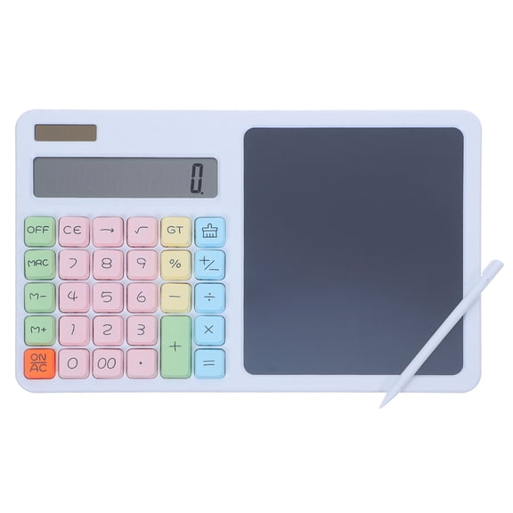 TABLZONE Desktop Calculator with Writing Board, White Solar Calculator for Business, School, and Office Use