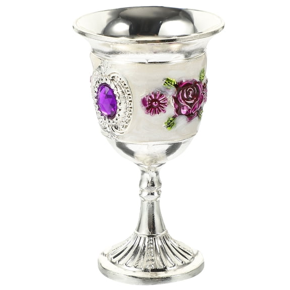 TABLZONE Silver Wine Goblet with Luxury Inlay Design for Daily Meals