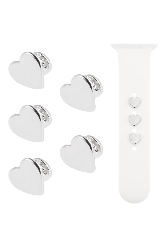 Silver Watch Band 5Pcs Heart Alloy Charms for Elegant Fashion Wear