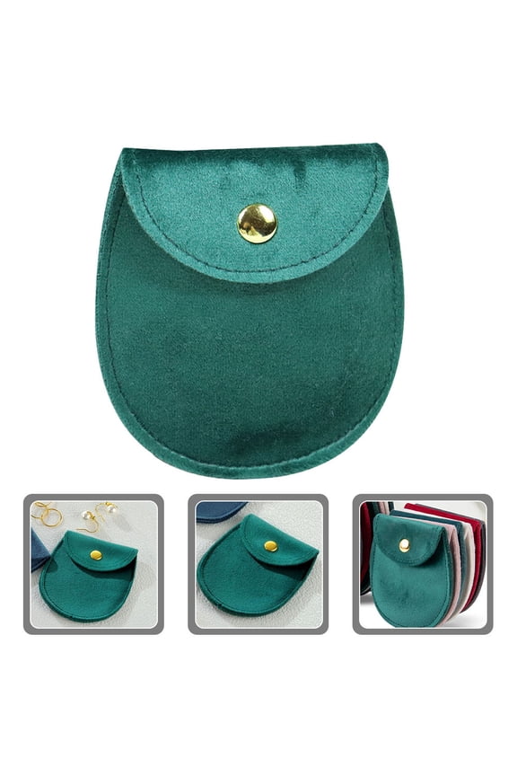 Small Jewelry Pouch Dark Green Lightweight Protective Bag for Earrings Necklaces
