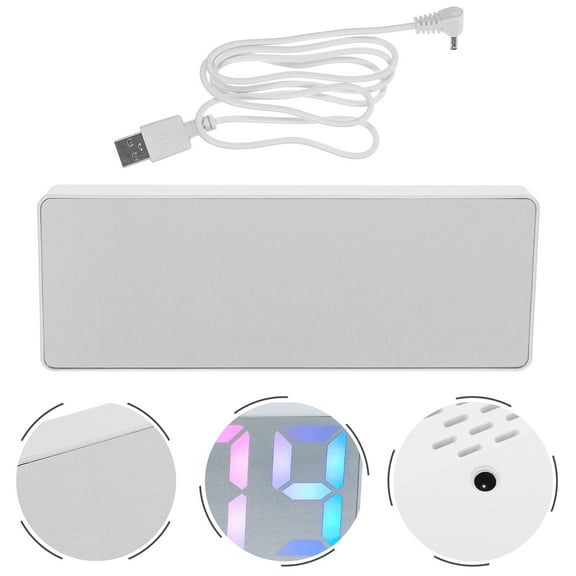 TABLZONE White Desktop LED Digital Alarm Clock Large Screen for Bedroom and Office