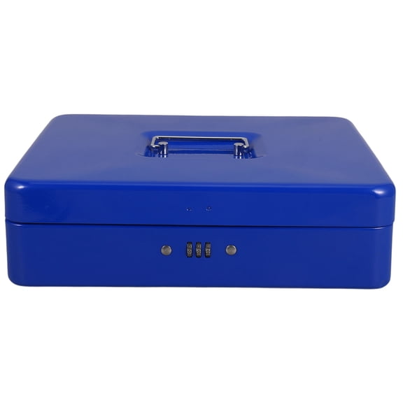 TABLZONE Blue Metal Money Box, Secure Combination Lock, Cash Organizer for Retail