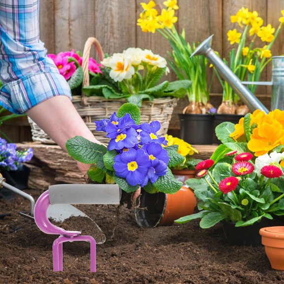 TABLZONE Small Garden Fork Hand Tiller Violet Manual Claw Cultivator for Efficient Soil Aerating and Loosening
