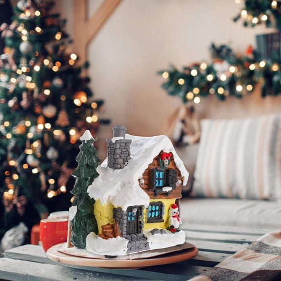 TABLZONE Christmas Resin Decor Multi-Color Mini House for Festive Table and Window Display Holiday Decoration