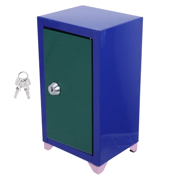 TABLZONE Personal Metal Safe Box with Key Lock for USB Cards Cash and Valuables Storage Multi Color