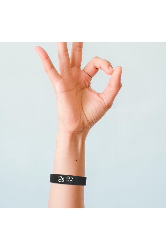 Smart Bracelet with LED Display Rechargeable Wristband for Sports Black