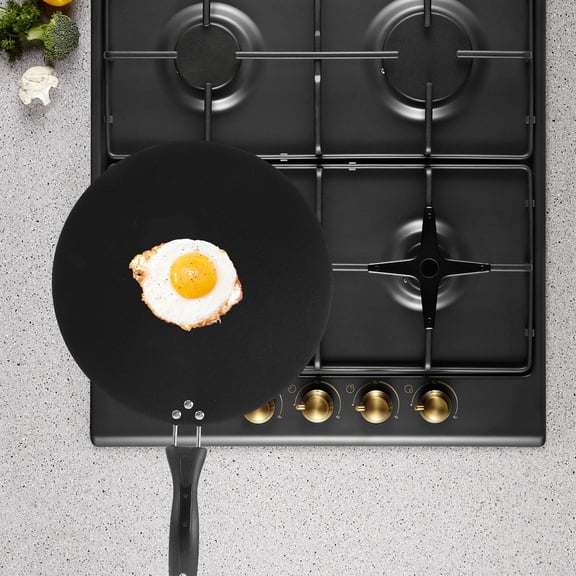 TABLZONE Smooth Surface Black Nonstick Tortilla Pan with Handle for Convenient Cooking