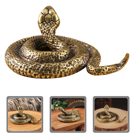 TABLZONE Vintage Brass Snake Miniature Snake Figurine Golden 1Pack
