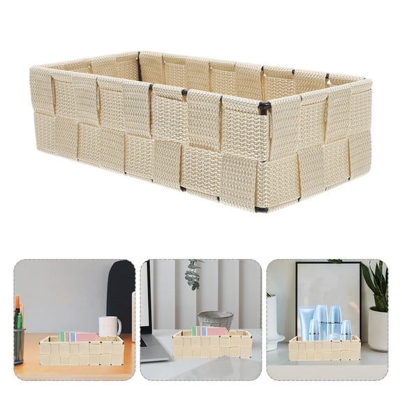 TABLZONE Stackable Plated Silver Wicker Storage Basket for Bathroom Countertop and Kitchen Use