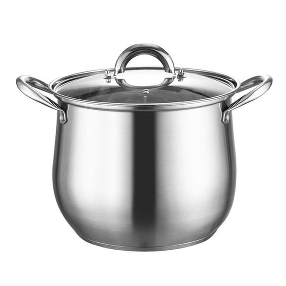 TABLZONE Stainless Steel Large Cooking Pot with Lid Anti Spill Rim and Dual Handles